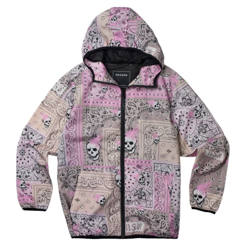 Paisley Full Zip Anorak Lightweight Hooded Pullover Jacket Men's